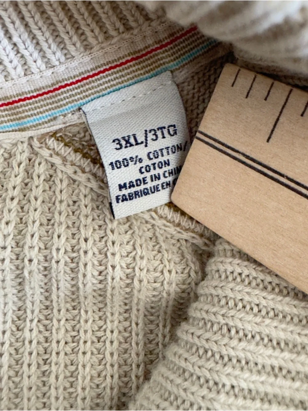 Tommy Bahama Jeans 1/4 Zip Sweater Mens 3XL Cream Cotton Knit Pullover Casual